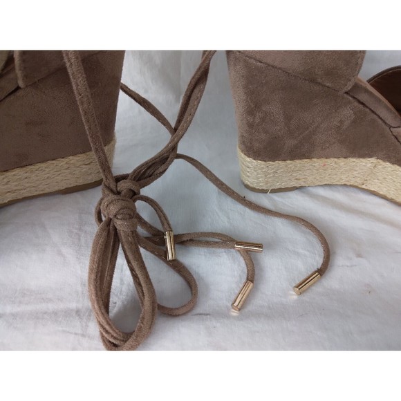 Reneeze Wedge Sandals Brown Gladiator Tie Open Toe Shoes Womens Size 7 - Picture 6 of 10